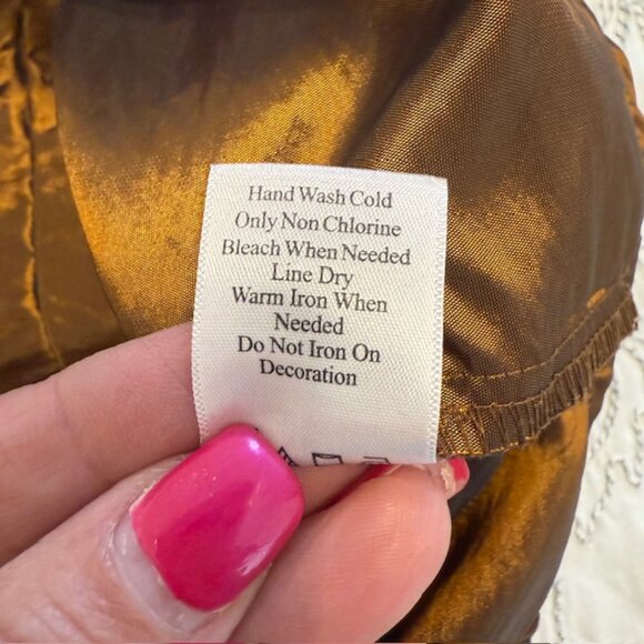 Coldwater Creek XL Shirt Top Brown Copper Beaded Embellished Long Sleeve Button - Picture 5 of 11